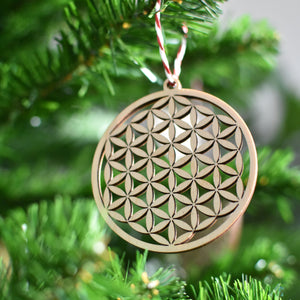 Christmas tree decoration - Flower of life - Woodnectar.com (woodnectar, wood, wooden box, cookie stamp, engraving)